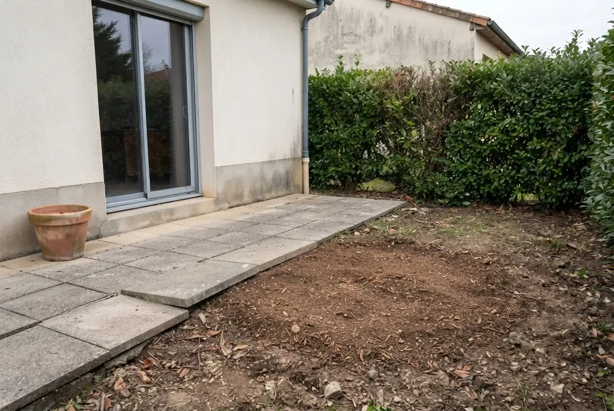 Bord de terrasse nivelé après rognage à Chabeuil