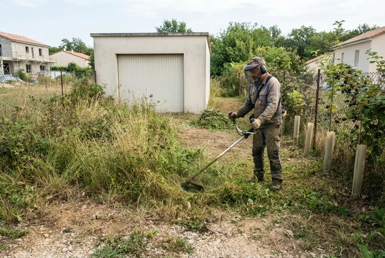 Débroussaillage d'une parcelle résidentielle à Malissard